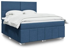 Cama com molas/colchão 180x200 cm tecido azul
