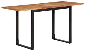 Mesa de jantar 140x70x75 cm madeira maciça de acácia