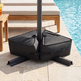 Saco de areia quadrado para base para guarda-sol 47 x 47 x 16 cm, impermeável, abertura diagonal, fivelas, alça dobrável e removível, para pátio, prai