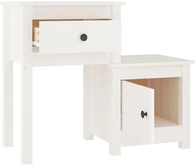 Mesas de cabeceira 2 pcs 79,5x38x65,5 cm pinho maciço branco