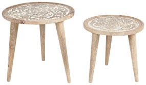 Conjunto de 2 mesas de apoio em madeira clara de mango SAKITA Beliani