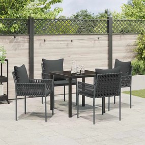Conjunto de Jantar de Jardim 5 Peças com Almofadas e Cadeiras de Poli