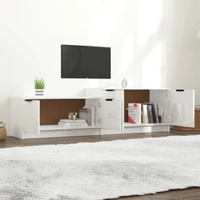 Móvel p/ TV 158,5x36x45cm derivados de madeira branco brilhante
