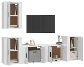 Conjunto móveis de TV 5 pcs madeira processada branco
