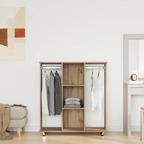 Guarda-roupa com rodas Carvalho Artesanal 102x38x110 cm Madeira Recons