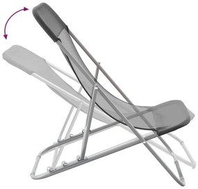 Cadeiras praia dobráveis 2pcs textilene/aço revestido pó cinza