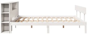 Cama com estante sem colchão 200x200 cm pinho maciço branco