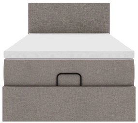 Cama otomana com colchão 100x200 cm tecido cinza