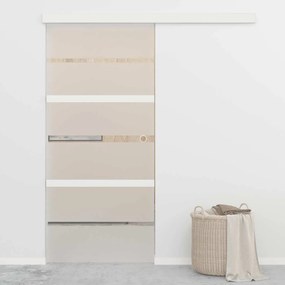 Porta deslizante em vidro ESG e alumínio 90x205 cm prateado