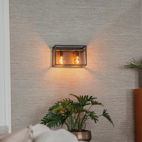 Candeeiro de parede industrial preto com prateleira 2 luzes - Cage Rack