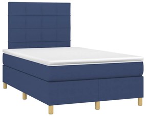 Cama box spring c/ colchão e LED 120x200 cm tecido azul