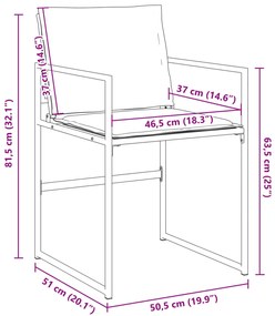 Cadeiras de jardim c/ almofadões 4 pcs aço e textilene branco