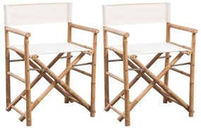 Cadeiras de diretor dobráveis 2 pcs bambu e lona