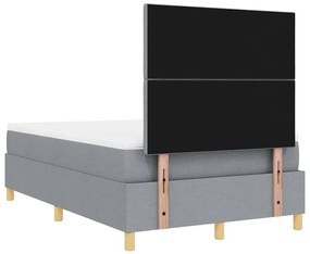 Cama Box Spring com Colchão &amp; LED Cinza Claro 120x200 cm Tecido