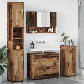 vidaXL Conjunto de Móveis para Banheiro com porta 4 pcs Madeira antiga