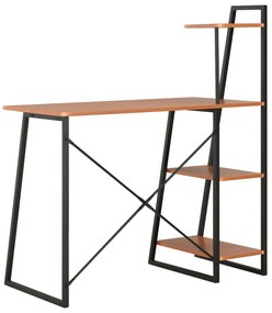 Secretária c/ unidade prateleiras 102x50x117cm preto e castanho
