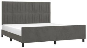 Estrutura de cama c/ cabeceira 180x200cm veludo cinzento-escuro