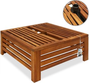 Mesa Jardim com Suporte para guarda-sois com tampa em madeira de acácia certificada FSC® 62 x 62 x 26 cm Castanho