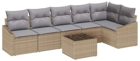 Conjunto de Jantar para Jardim 7 Peças com Almofadas de Rattan Preto
