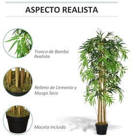Bambu Artificial com Vaso Decorativo – 150 cm – Realista e de Baixa Ma