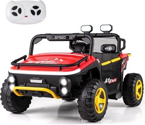 Carro elétrico para crianças 24V 2 lugares com controle remoto, música, luzes e conexão sem fio, buzina Vermelho