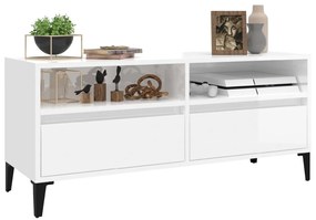 Móvel p/ TV 100x34,5x44,5 cm derivados madeira branco brilhante