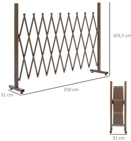 Cerca de Jardim em Liga de Alumínio Barreira de Exterior Extensível Cerca de Jardim Metálica 250x31x103,5 cm Castanha