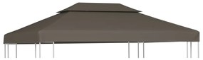 vidaXL Cobertura gazebo c/ 2 camadas 310 g/m² 4x3 m cinza-acastanhado