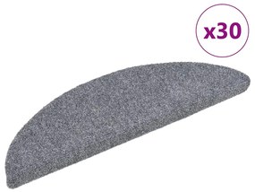 vidaXL Tapetes de escada adesivos 30 pcs 56x17x3 cm cinzento-claro