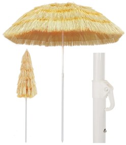 vidaXL Guarda-sol de praia Natural 180 cm estilo havaiano