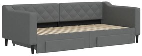 Sofá-cama c/ gavetão e gavetas 90x190 cm tecido cinzento-escuro