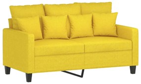 2 pcs conjunto de sofás com almofadões tecido amarelo-claro