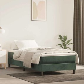 vidaXL Colchão de molas ensacadas 100x210x20 cm veludo verde-escuro