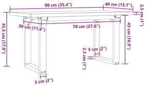 Mesa de centro estrutura em O 90x40x45,5 cm pinho/aço