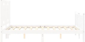 Cama sem colchão 140x200 cm madeira de pinho maciça branco