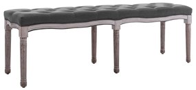 245362 vidaXL Banco em linho e madeira maciça 150x40x48 cm cinzento-escuro