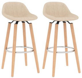 289379 vidaXL Bancos de bar 2 pcs tecido cor creme