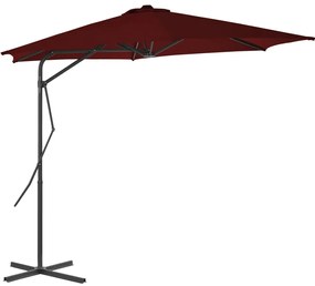 Guarda-sol de jardim com poste de aço 300x230 cm bordô