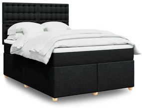 vidaXL Cama com molas/colchão 140x200 cm tecido preto