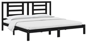 Estrutura de cama 200x200 cm pinho maciço preto