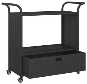 Carrinho de bar com gaveta 100x45x97 cm vime PE preto