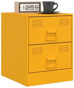 Mesas de cabeceira 2 pcs 34,5x39x44 cm aço amarelo