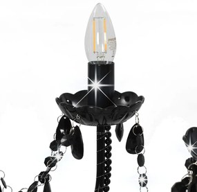 Lustre com contas lâmpadas 12 x E14 preto