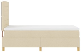 Cama Box Spring com Colchão Creme Cama de Solteiro Tecido