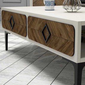 Conjunto de Mobiliário de Sala Samba – Walnut Cream – TV Unit 180x52x3