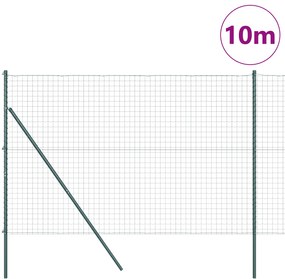 Cerca Euro da com 7 Postes 1,5x10 m de Aço Galvanizado Verde