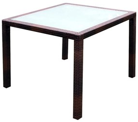 5pcs conjunto de jantar exterior c/ almofadões vime PE castanho