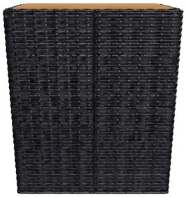 3 pcs conjunto de bistrô vime PE e madeira de acácia preto