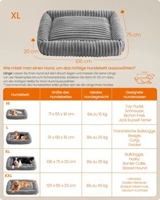 Cama ortopédica para cães de tamanho médio 106 x 75 x 20 cm cinzenta