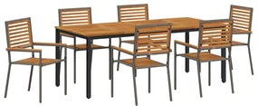 Conjunto de Jantar para Jardim Conjunto de 4 Cinza, Castanho